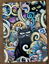 Modern Art Black Cat Single Trade Swap Playing Card