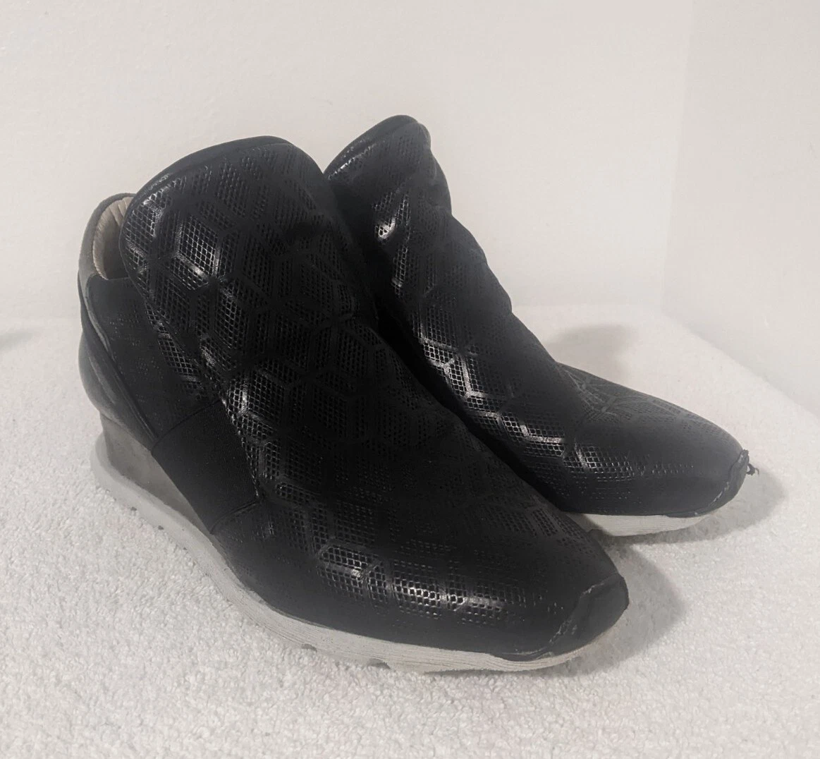 Miz Mooz Women s Canarsie Leather Wedge Sneaker Shoe Black