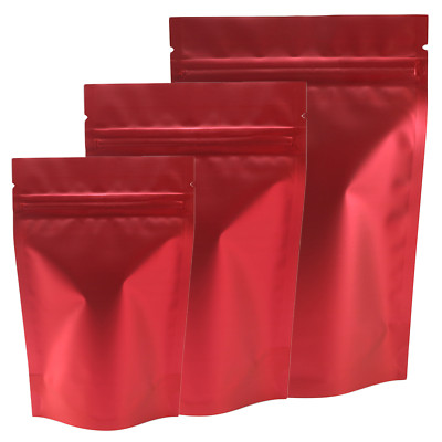 100 Resealable Matte Red Mylar Foil Stand-Up Food Storage Pouches Package Bags