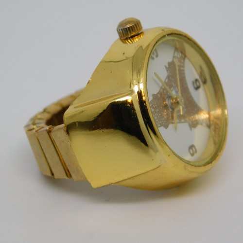 Eiffel Tower Dial Quartz Analog Women's Ring Watch New Battery - Picture 8 of 11