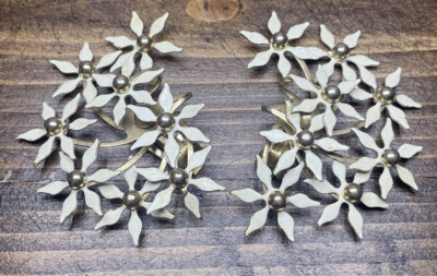 Vintage Gaudy Enamel Flower Clip On Earrings Hollywood Floral Clip On