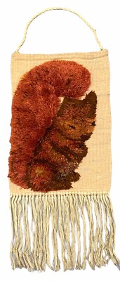 Vintage Skandinavisch Schwedisch Wolle Rya Weberei Teppich Wanddeko Teppich 42x30cm