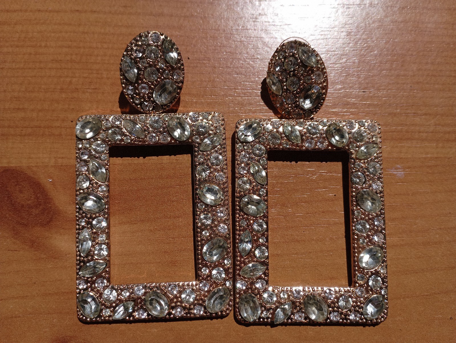 Vintage, large, dangling, long, rectangular earri… - image 3