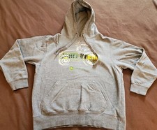 John Deere Tractor and Plows Hoodie Hooded Gray Graphic Sweatshirt Logo Mens MED