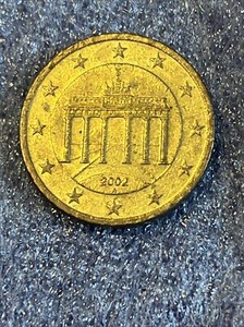 German 50 Cent Coin Euro Building Rare Yellow 24 Size MM Fifty Marking 2002