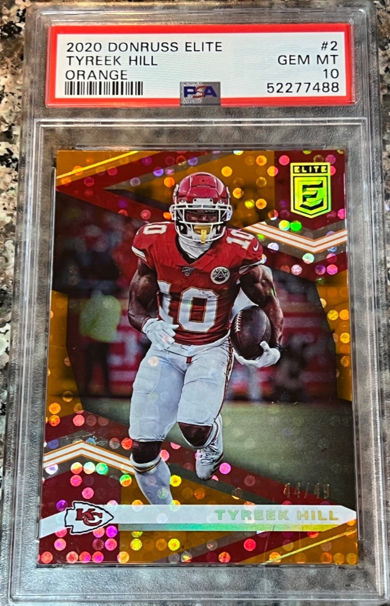 2020 Donruss Elite Tyreek Hill Orange SSP PSA 10 /49 Beautiful!! POP 2 view 16