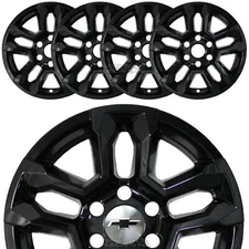 fits 2022-25 CHEVY SILVERADO 1500 RST 18" Black Wheel Skins Hub Caps Rim Covers