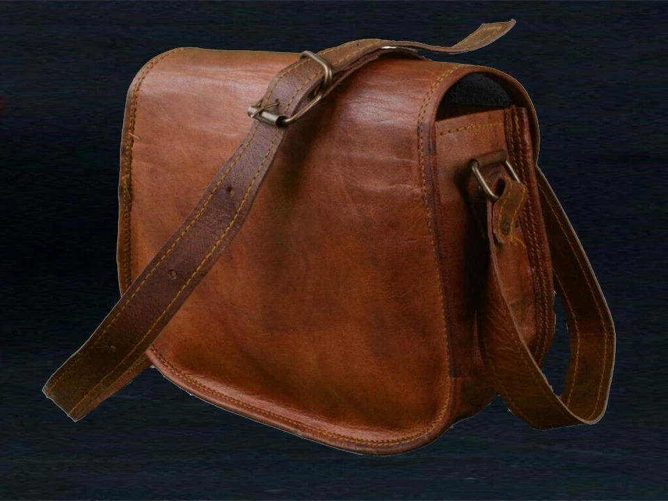 Women's Vintage Brown Leather Messenger Bag Shoulder Hippie Handmade Bag Purse - Image 4 of 4