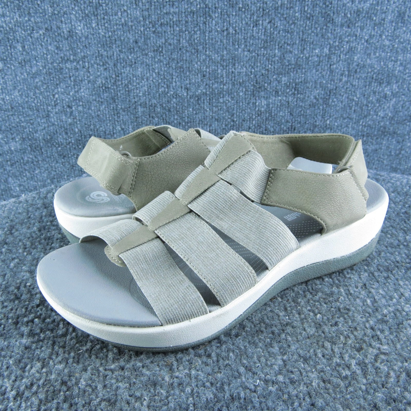 Clarks donna Arla Shaylie tessuto beige con spalline taglia 7M usatoatamente deli