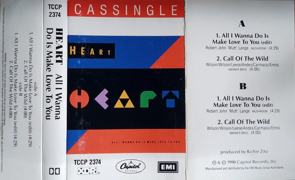 Heart All I Wanna Do Is Make Love To You CASSETTE SINGLE Ann Wilson 1990 - Image 3 of 4