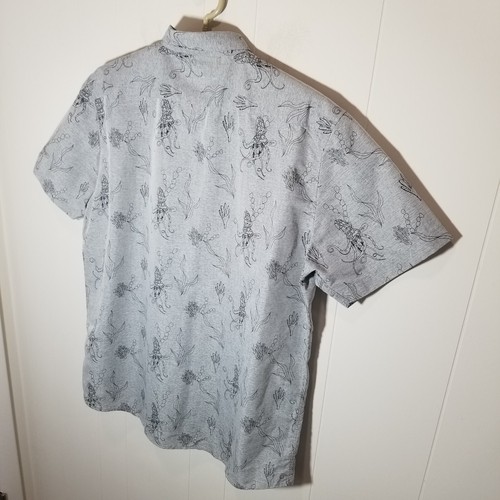 Molokai Surf Co Mens 2XL Short Sleeve Button Down Shirt Gray Octopus Theme - Picture 7 of 11