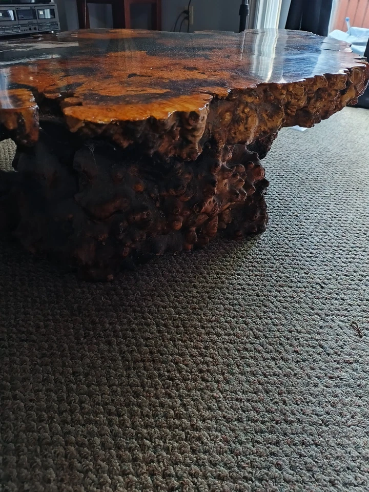 Buckeye burl coffee table from California 1970 - Image 3 of 4