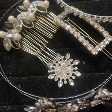 Vintage Antique Hair Clips-rhinstones-5 Pieces