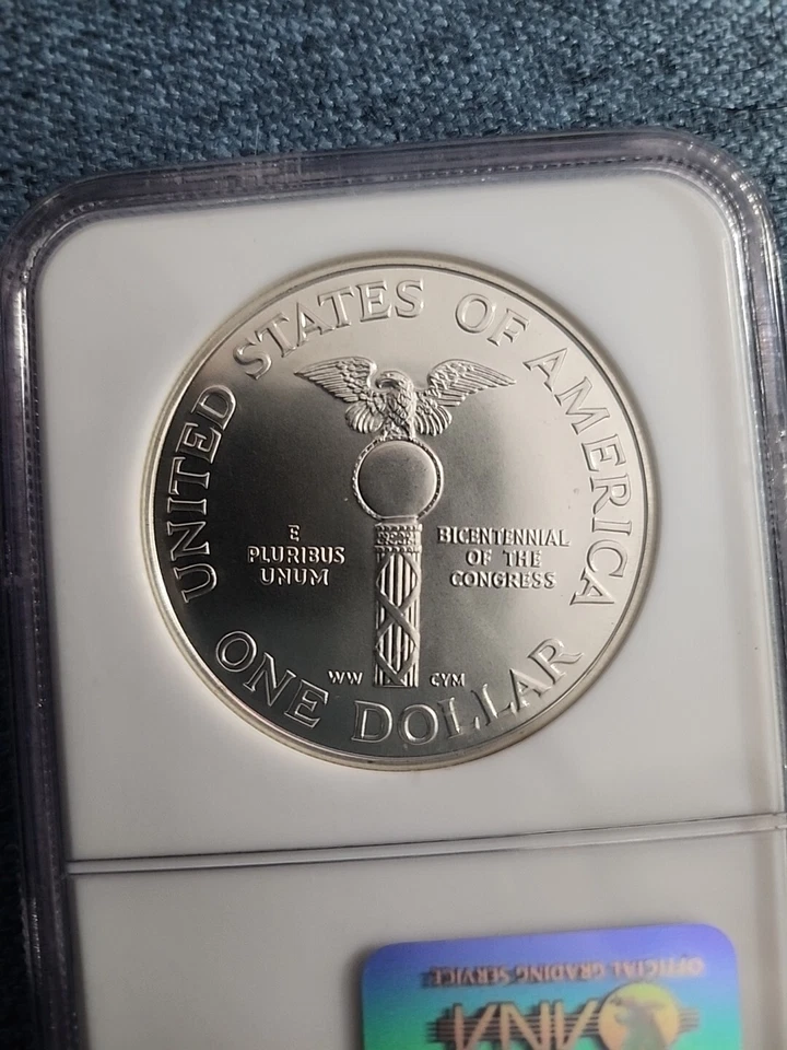 1989 D CONGRESS Silver Dollar Graded Ms69 By NGC - Image 4 of 4