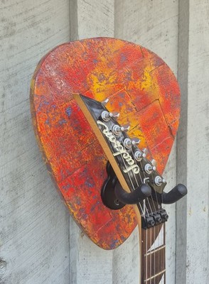 Guitar Pick, Guitar Wall Hanger, Guitar Wall Mount, Painted Pine