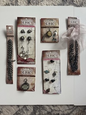 Industrial Chic by Susan Lenart Kazmer LOT OF 6 Chain & Charms Pendants