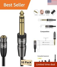 10 Pack 3.5mm to 1/4 inch Headphone Adapter - Heavy Duty Copper, Excellent Sound