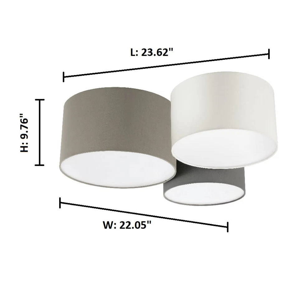 Techo de tambor Eglo 203213A Pastore 3 luces 24" W montaje empotrado Foto 4 de 4