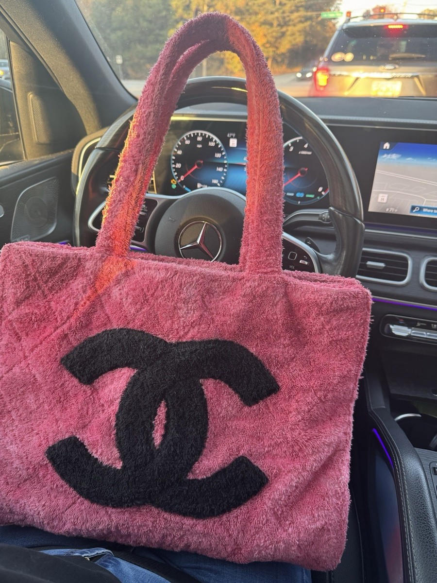 CHANEL Pink Black Logo Zip Tote Bag Double Handles Designer Style