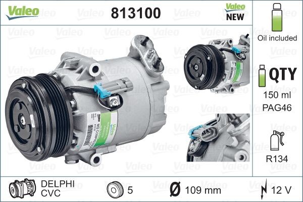 Compresseur Valeo 813100 pour résoudre les pannes d'air chaud et de bruit de clim