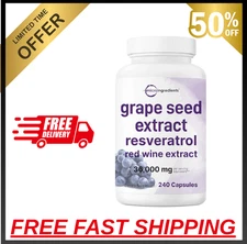 Grape Seed Extract 36,000mg Equivalent, 240 Capsules | Antioxidant Blend with Re