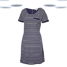 Ex Fat Face Women's Tunic Dress - Striped Short Sleeve Knitted Navy