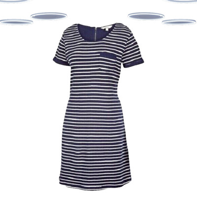 Ex Fat Face Damen Tunika Kleid - gestreift Kurzarm Strick marine
