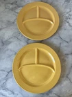 Lot Set Of Vintage 2 Fiestaware 10.5” Divided Compartment Yellow Plates HLO