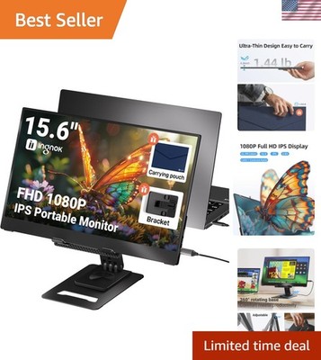 15.6'' Ultra-Slim Portable Monitor: Eye Care & Seamless Multi-Device Connection