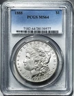 1888 Morgan Silver Dollar Coin, PCGS MS64, 90% Silver, Philadelphia  (Ref 9577)