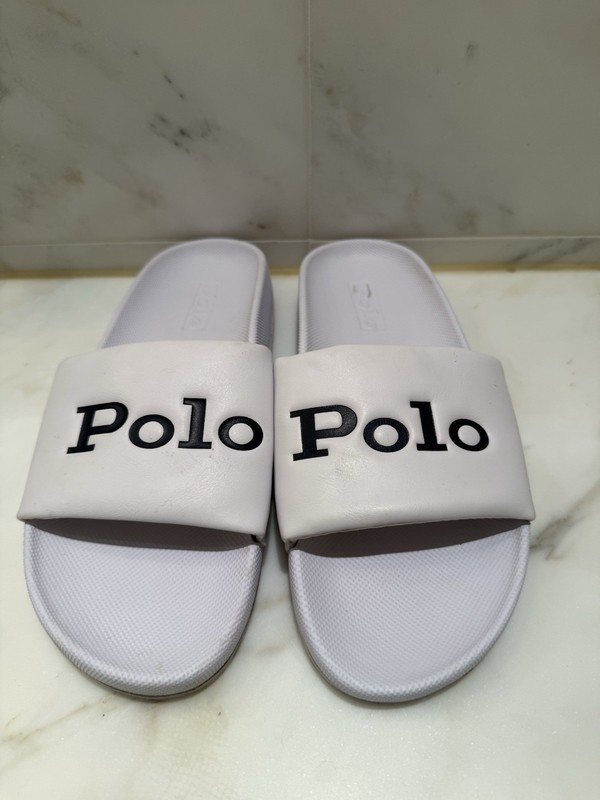 Womens Polo Cayson Slide Slides Size 8 US 39.5 EUR White Sandals Ralph Lauren