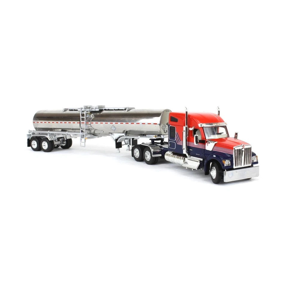 DCP First Gear 1/64 vermelho e azul Kenworth W990 76 polegadas dorminhoco com queimador químico... - Imagem 2 de 4