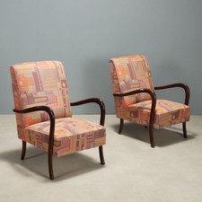 Fauteuils Vintage Bois Tissu Design Italie Années 1950-1960 Originaux