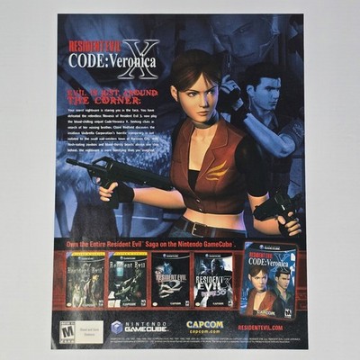 Resident Evil X Code Veronica Nintendo GameCube Corner Print Ad/Poster