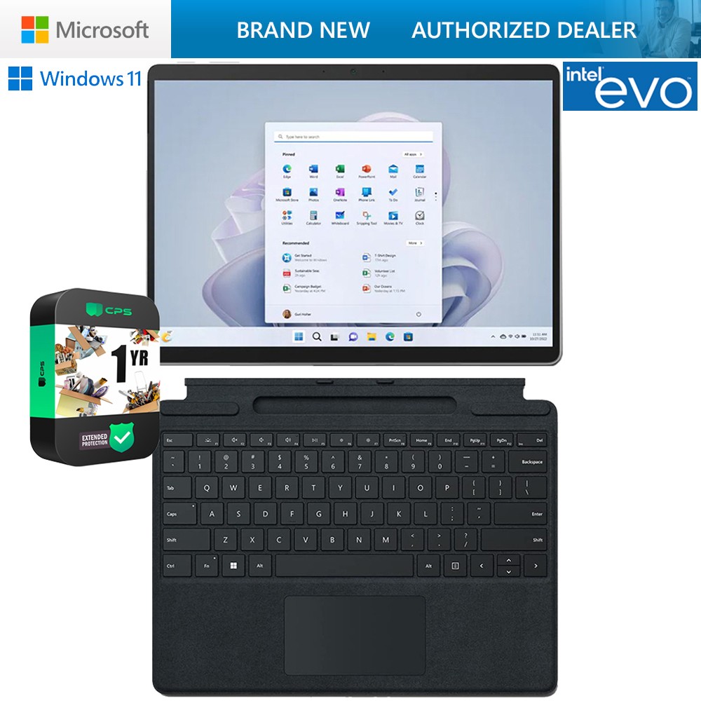 Microsoft Surface Pro 9 13" Tablet i7, 16/256GB w/ Keyboard +Extended Protection