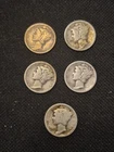 5 Rare Vintage 1924 S Silver Mercury Dimes