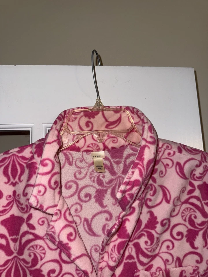 Pink K women’s Two piece loungewear fleece floral pajamas top bottoms medium - Imagem 4 de 4