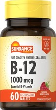 Sundance Methylcobalamin Vitamin B-12 Fast Dissolve Tablets 1000 mcg 60 Count
