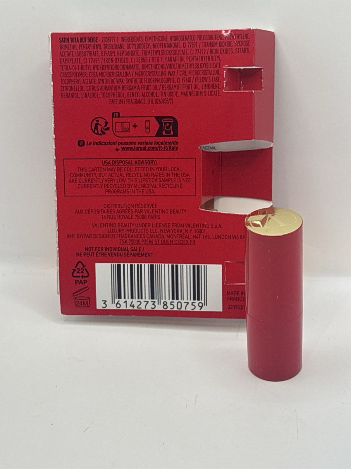 Rosso Valentino 101A Hot Beige Satin Lip Color Intense 0.03oz Mini Lipstick New thumbnail 5