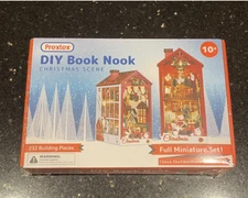 Prextex DIY Christmas Book Nook 232 Pcs Full Miniature Set Dollhouse Sealed New