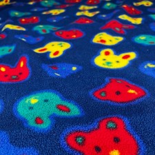 Vintage 90s Gymboree Polar Fleece Blanket Primary Colors Bear Bunny 30x40
