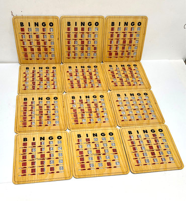 {12} 5 Ply Stitched Reusable Shutter Slide Bingo Cards w/Shutter Clear Slider