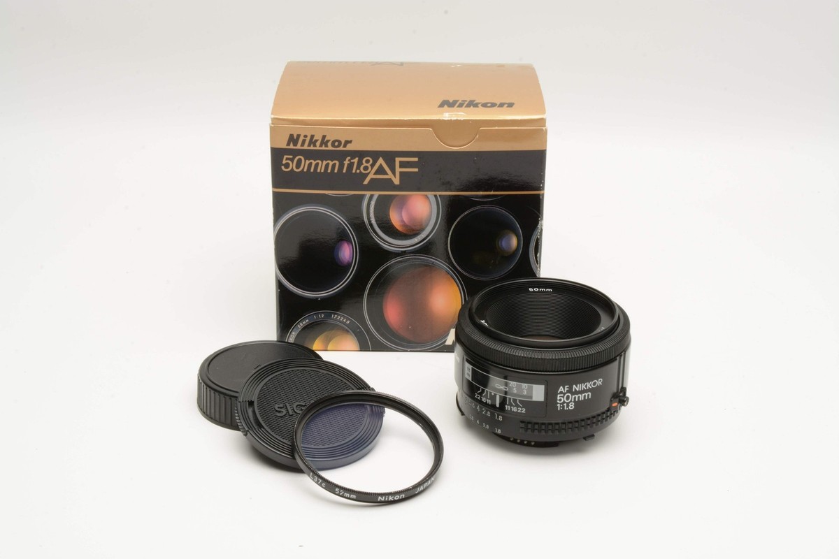 Nikon Nikkor AF 50mm f1.8 Prime lens, caps, + L37c UV, Boxed | eBay