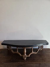 Vintage Syroco Black Brown Ornate Faux Wood Wall Hanging Shelf Decor Shabby Chic