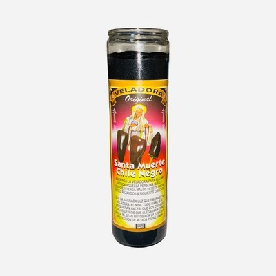 Santa Muerte Chile Negro Veladora Para Alejar Envidia Brujeria y Negatividad