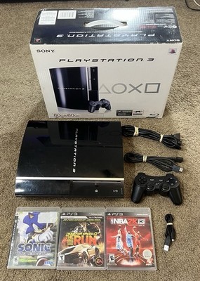 Sony PlayStation 3 PS3 Console 80GB W/ Box + 3 PS3 Games Sonic + Need For Speed