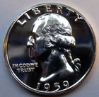 1959-p Washington Quarter 90% Silver .1808 troy oz  PROOF