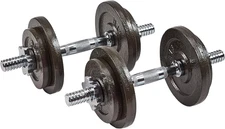 Fitvids Adjustable Dumbbell Hand Weights Set – 20LBS – 40-Pound Pair, Cast Iron 