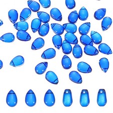 Teardrop Czech Glass Beads, 100 Pcs Bohemia Beads, Light Blue, 6x9mm