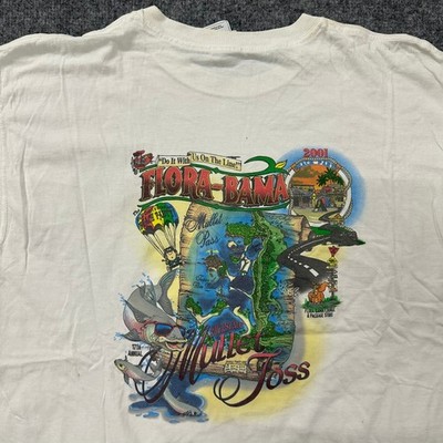 Fruit of the Loom T-Shirt Mens XL White 2001 Flora-Bama Mullet Toss Vintage Y2K